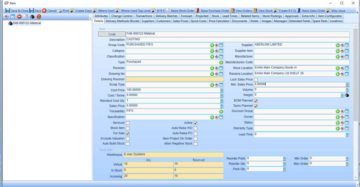 Automatically allocates stock to locations - stock control in manufacturing