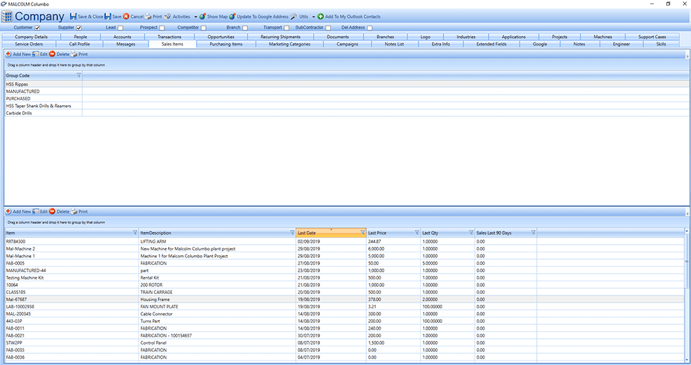 Instantly access your sales order history screen with our manufacturing CRM