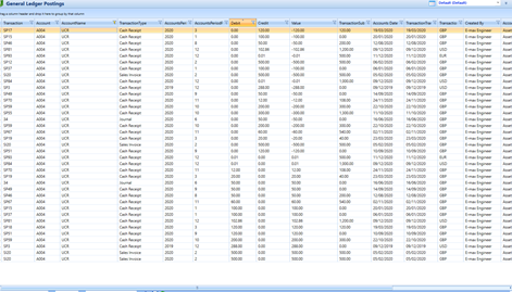 General Ledger Postings in E-Max ERP