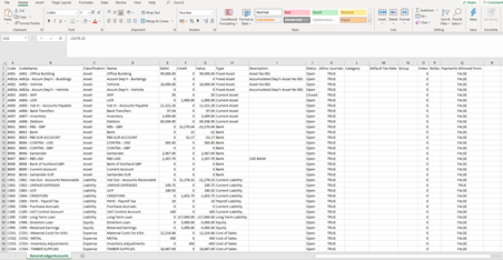 E-Max GL exported to excel