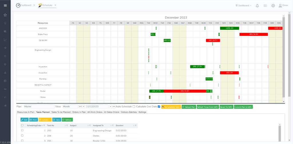 E-Max shop floor scheduling software