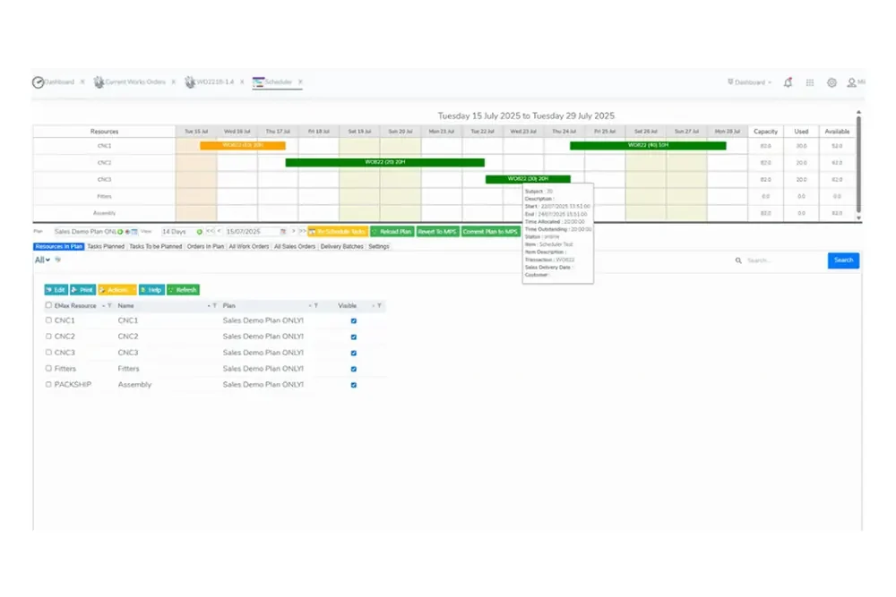 E-Max ERP Production Scheduling in Manufacturing