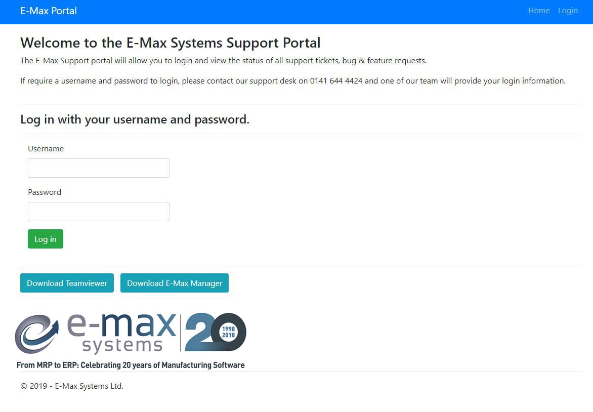 E-Max-Customer-support-portal-screenshot